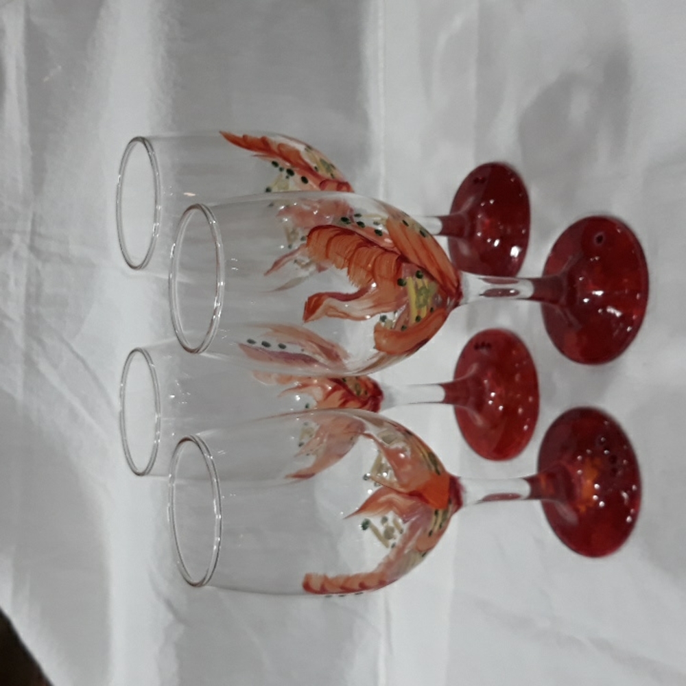 Hand painted wine glasses set of four